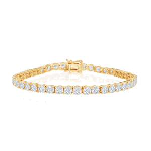 Sterling Silver 4mm Prong-Set Round CZ Tennis Bracelet - Gold Plated - 7.5 Inch - T-5531-GP