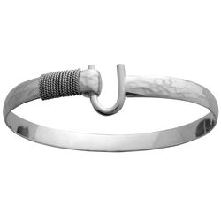 Sterling Silver 6mm Hammered Hook Bracelet 7.0 Inch - S6HAM70