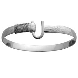 Sterling Silver 6mm Hammered Hook Bracelet 9.0 Inch - S6HAM90