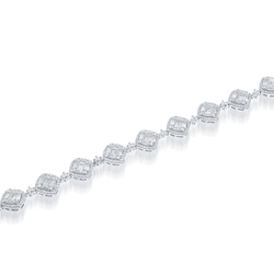 Sterling Silver 7 CZ Baguettes Bracelet - 7 Inch - T-7365