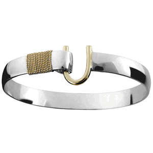 Sterling Silver 8mm Caribbean Hook Bracelet W/14ky Head Wrap 7.0 Inch - C82C70