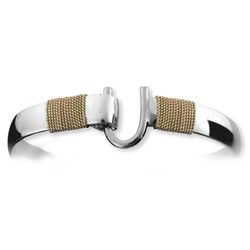 Sterling Silver 8mm Hook Bracelet W/14ky Gold Double Wraps 7.0 Inch - C82CW70