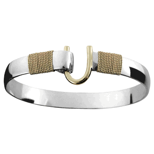 Sterling Silver 8mm Hook Bracelet W/14ky Gold Double Wraps Hook 8.0 Inch - C82CW280