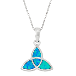 Sterling Silver and Blue Inlay Opal Celtic Knot Pendant  - K-6038