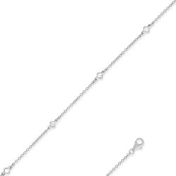 Sterling Silver Anklet W 5 CZs - 9 Inch - R-9057-9