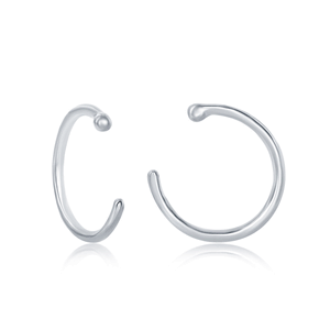 Sterling Silver Bead Mini Open Hoop Cuff Earrings  - A-2465