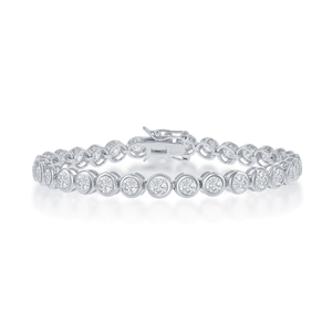 Sterling Silver Bezel Set 4mm CZ Tennis Bracelet - 7 Inch - T-7312