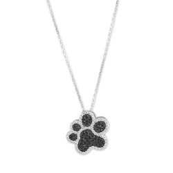 Sterling Silver Black and White Paw Print Pendant  - K-6972
