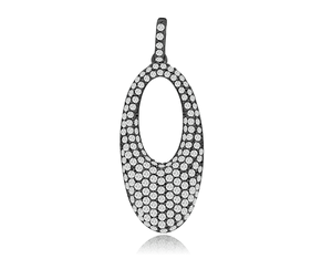 Sterling Silver Black Rhodium Plated CZ Drop Oval Pendant DAZ-DCP-552B