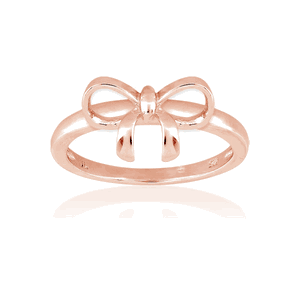 Sterling Silver Bow Ring - Rose Gold Plated - Size 5 - W-9826-5