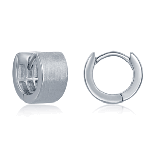 Sterling Silver Brushed 6x12mm Huggie Hoop Earrings  - A-2626