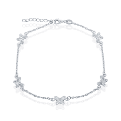 Sterling Silver Butterfly Anklet - 9 Inch - R-9215