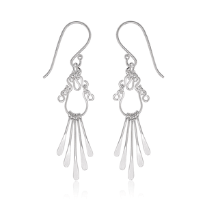 Sterling Silver Chain Link with Long Chime Style Earrings  - A-2221