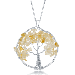 Sterling Silver Citrine Beads Tree of Life Pendant  - K-7902
