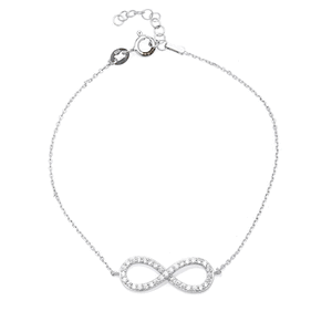 Sterling Silver CZ Infinity Bracelet - 7 Inch - T-7079