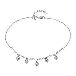 Sterling Silver Dangling Beads Anklet - 9 Inch - R-9136