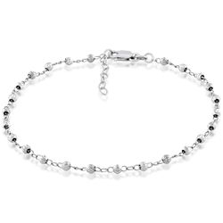 Sterling Silver Diamond Cut Bead Anklet - 9 Inch - R-9102