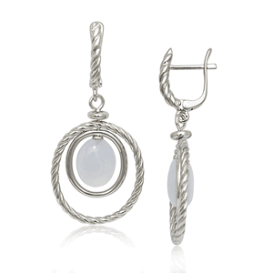 Sterling Silver Double Oval Blue Chalcedony Earrings  - SMD-5993
