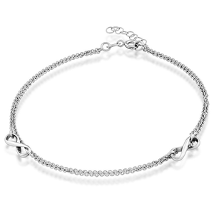Sterling Silver Double Strand Infinity Anklet - 9 Inch - R-9115