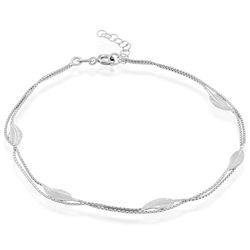 Sterling Silver Double Strand with Leaves Anklet - 9 Inch - R-9123