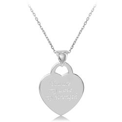 Sterling Silver Flat Heart You Are My Love My Strength Pendant  WChain  - J-2590