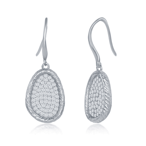 Sterling Silver Geometricaly Shaped CZ Earrings  - D-5129