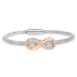 Sterling Silver Gold Plated and CZ Cross Italian Bangle DAZ-DAB-164WP