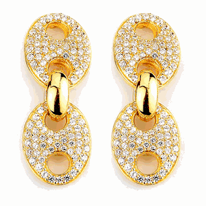 Sterling Silver Gold Plated and CZ Link Earrings DAZ-DCE-118Y