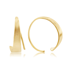 Sterling Silver Gold Plated Flat Bar Half Hoop Earrings  - A-2522-GP