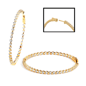 Sterling Silver Gold Plated with CZ Hoop Earrings DAZ-DCE-44Y