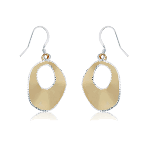 Sterling Silver GP Circle wDiamond Cut Edge Earrings  - A-2072
