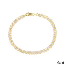 Sterling Silver GP Double Row CZ Tennis Bracelet - 7.5 Inch - T-6951