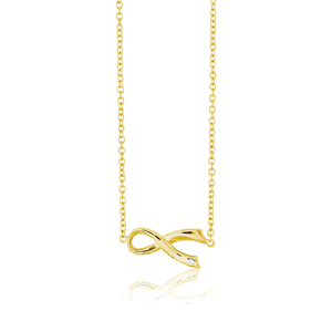 Sterling Silver GP Sideways Awarness Ribbon wCZ Necklace - 16 Inch - M-4298