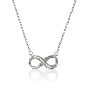 Sterling Silver  Half White Topaz Infinity Necklace - 16 Inch - M-4249