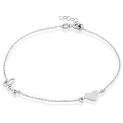 Sterling Silver Heart and LOVE Anklet - 9 Inch - R-9116