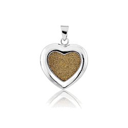 Sterling Silver Heart Sparkly Yellow Pendant  - K-6381