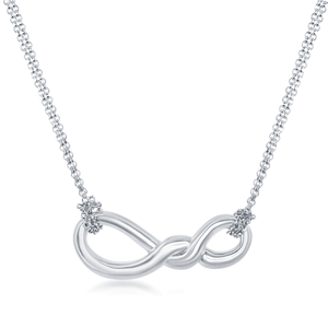 Sterling Silver Infinity Knot Double Strand Necklace - 17 Inch - L-4037