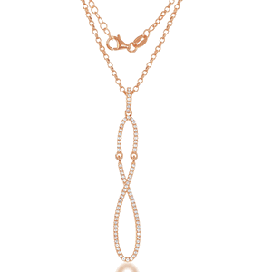 Sterling Silver Infinity White Topaz .616 cttw Necklace - Rose Gold Plated - 17 Inch - BLK-7413