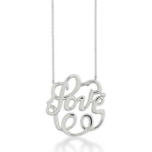 Sterling Silver Large LOVE Monogram Necklace - 16 Inch - L-3571