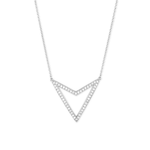 Sterling Silver Large Open CZ Arrow Necklace - 16 Inch - M-4904