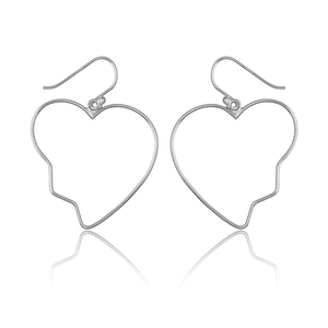 Sterling Silver Large Open Heart w Jagged Edge Earrings  - A-1802