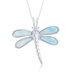 Sterling Silver Larimar Dragonfly Pendant  - K-8106