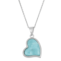 Sterling Silver Larimar Heart Pendant  - K-7128
