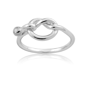 Sterling Silver Love Knot wBead Ring - Size 6 - W-9737-6