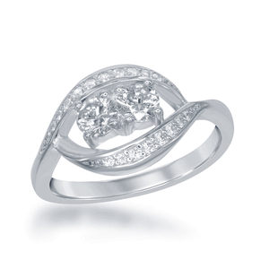 Sterling Silver Marquise Shaped Us2gether CZ Ring - Size 6 - W-1712-6