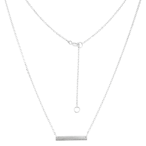 Sterling Silver  Matte Bar Necklace - 16 Inch - L-3812