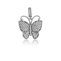 Sterling Silver Micro Pave Butterfly Pendant (145 stones)  - K-5209