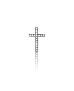 Sterling Silver Micro Pave Small CZ Cross Pendant (17 stones)  - K-5774