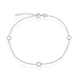 Sterling Silver Open Hexagon Anklet - 9 Inch - R-9141