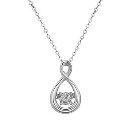Sterling Silver Open Teardrop with Center Dancing CZ Pendant WChain  - K-7075